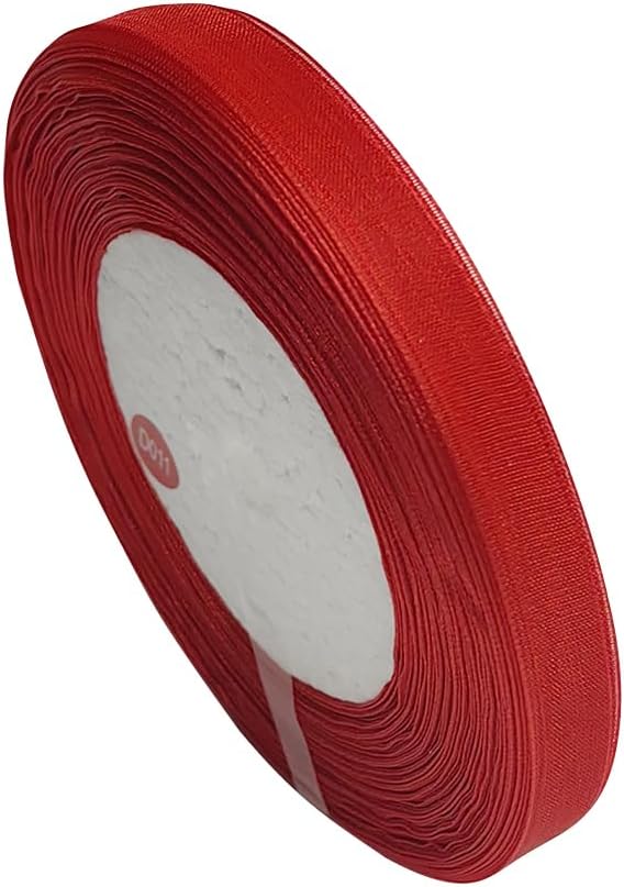 Chenkou Craft Solid Organza Ribbon Assorted 50 Yards 1 Roll Craft Bow Party Decoration Packing Ribbons (Red, 3/8"(10mm))