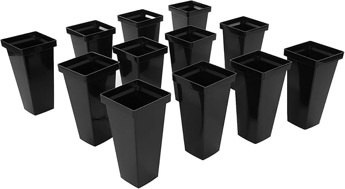 Flower Display Stand with 12 Pcs Buckets 3 Layers Metal Plant Stand Plant Cart Shelf Flower Bucket Rack Stand for Indoor Florist Garden Patio (Gold Stand-Black Square Buckets)