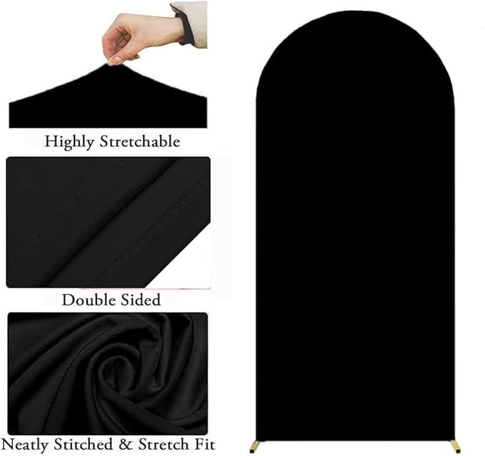 6FT Black Wedding Arch Cover, JFDYDM 6FT Arch Backdrop Cover, Black Arch Backdrop Covers for Wedding Birthday Party Celebration Decoration