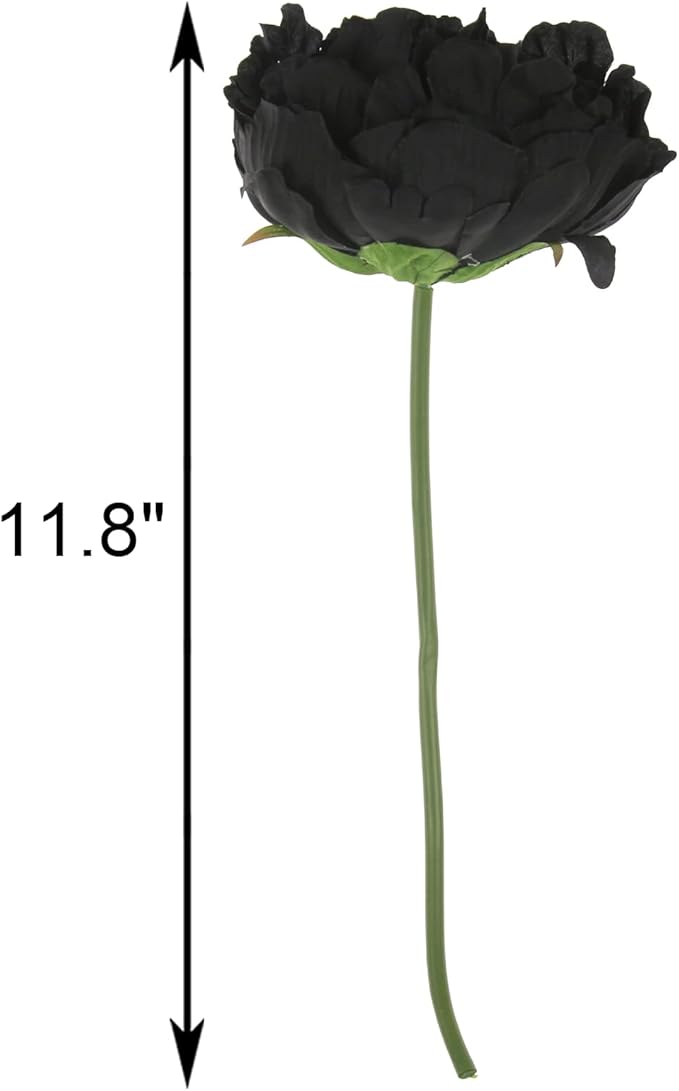 Tinsow Artificial Peony for Home Decoration, 5 Pcs Faux Black Peonies Flowers for Halloween Decoration, Silk Flowers Bouquet,(Black, 5)