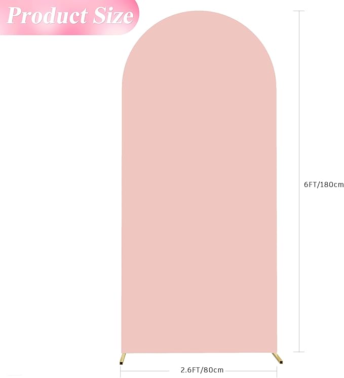 Wokceer 6FT Wedding Arch Cover Spandex Fitted Wedding Arches Stand Covers Round Top Chiara Arch Backdrop Cover for Birthday Party Ceremony Banquet Decoration Pale Pink
