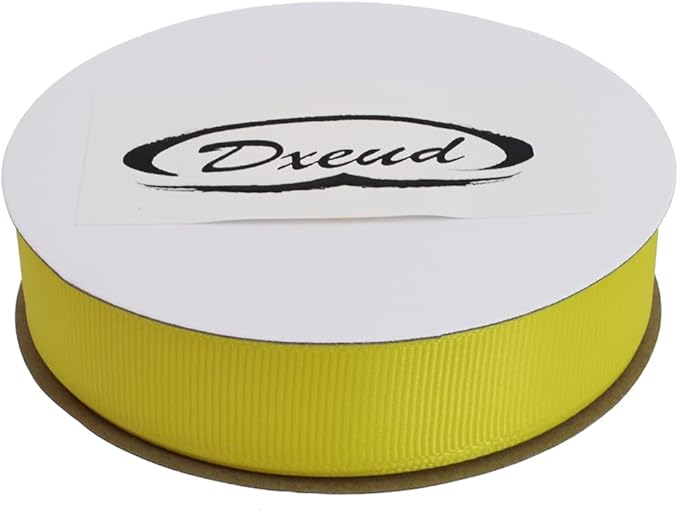 Solid Grosgrain Ribbon 25 Yard Each Roll 100% Polyester Woven Edge (3/4", Yellow)
