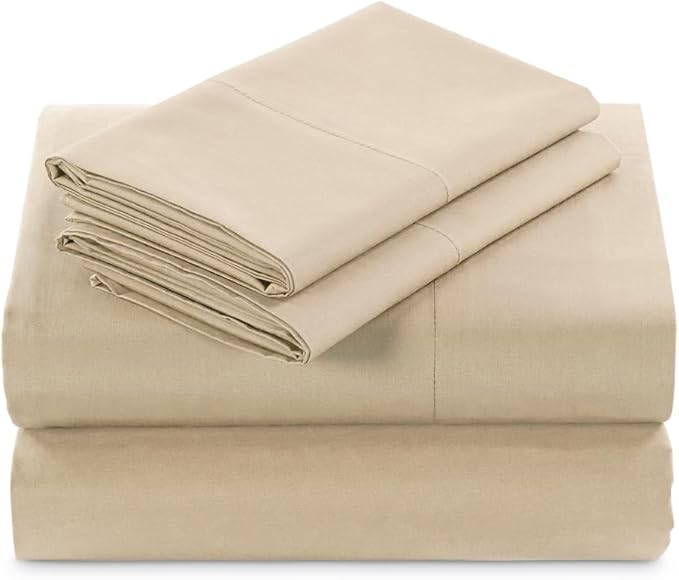 MyPillow Giza Dreams Bed Sheets, 100% Certified Giza Egyptian Cotton, Deep Pocket, Sateen Weave [Twin, Tan]