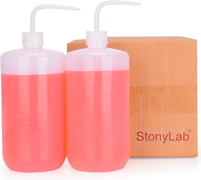 stonylab Chemical Wash Bottle, 6-Pack Plastic Safety Lab Squeeze Wash Bottle, LDPE with Narrow Mouth, 1000 ml / 6 Bottle