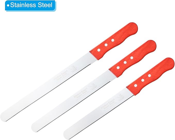 PATIKIL Floral Foam Knife, 3 Pcs 32.5, 37.5, 42.5 x 3.1CM Florist Professional Cutting Knife for Flower Foam Block Cake, Wooden Handle