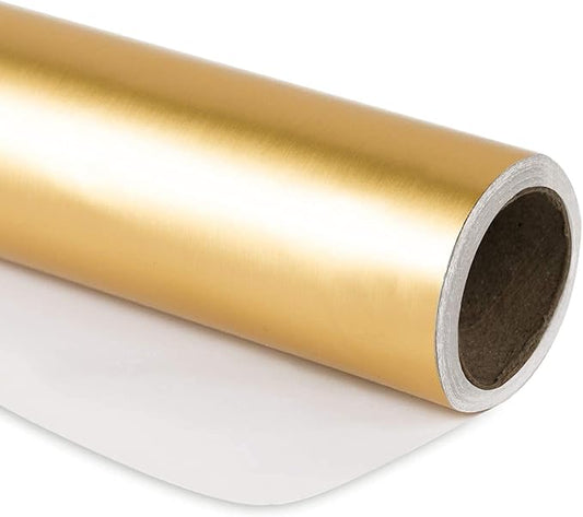 RUSPEPA Gold Gift Wrap - Christmas Wrapping Paper, Matte Metallic Foil Solid Color Gift Wrap Paper Roll Perfect for Birthday, Wedding, Anniversaries, Christmas, Baby Shower, Graduations Gifts - 17 Inches X 32.8 Feet