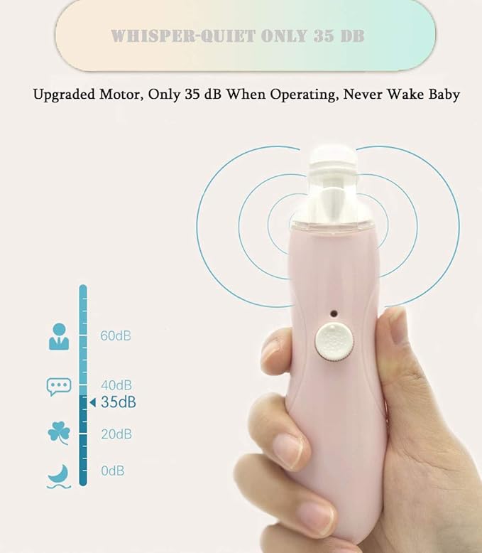 Fansidi Baby Nail Trimmer Electric Rechargeable, Gentle Baby Nail File Electric| 13 Grinding Heads| Stepless Speed| LED Light| Dust Shield| Baby Nail Clippers for Newborn Infant Toddler, Pink