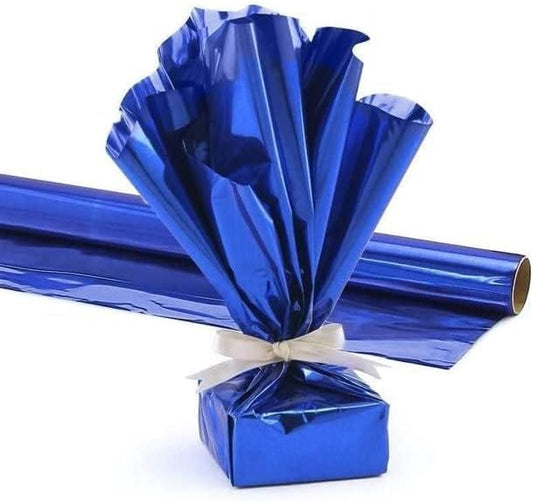 PMU Gift Wrap Mylar Roll Metallic Royal Blue 2-sided, 48 Inches X 25 Ft Roll 1.4 Mil Highly Reflective Mylar Film, Great for Gifts, Birthdays, Christmas, Baskets, Arts & Crafts