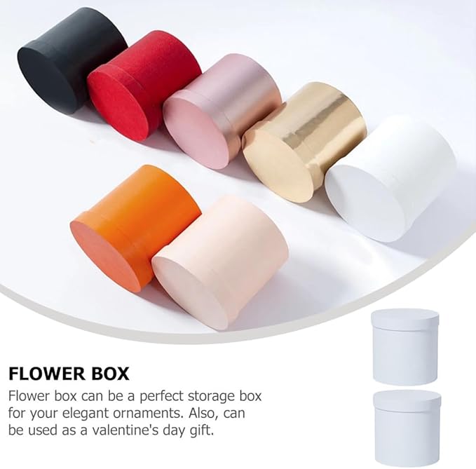 SEWACC 2pcs Round Floral Packaging Boxes Cardboard Buckets for Valentines Bridal Shower Favors DIY Flower Arrangements and Storage