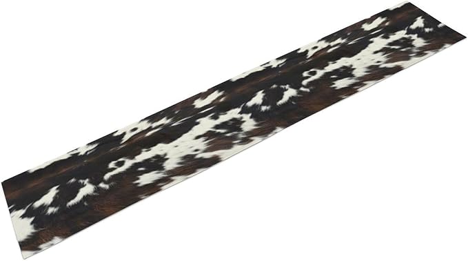 Cow Print Table Runner, Black White Cowhide Print Western Style Table Runner Country Farmhouse Cottage Cow Patten Table Decoration for Home Kitchen Dining, 13x120 Inch