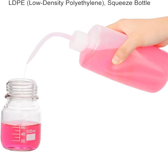 stonylab Chemical Wash Bottle, 6-Pack Plastic Safety Lab Squeeze Wash Bottle, LDPE with Narrow Mouth, 1000 ml / 6 Bottle