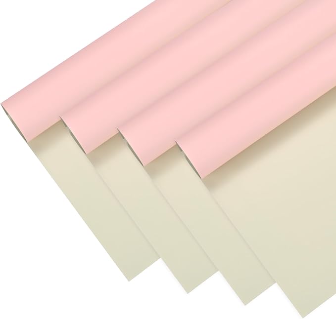 M METERXITY 20 Sheets Flower Wrapping Paper Bouquet, 23 Inch Double-Sided Lotus Pink & Grey BOPP Waterproof Floral Wrapping Paper Flower Packaging DIY for Wedding/Party/Gift Bouquet Wrap Paper