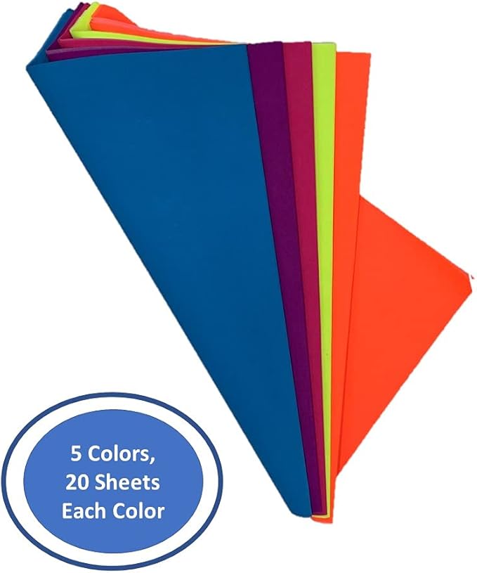 Ocean Tides 100 Sheets (14 x 20 Inches) Christmas Wrapping Paper – Gift Wrapping Tissue Paper Bulk for Crafts, Birthdays, & Holidays – Colored Tissue Papers for Gift Bags & Decorations, Assorted Neon