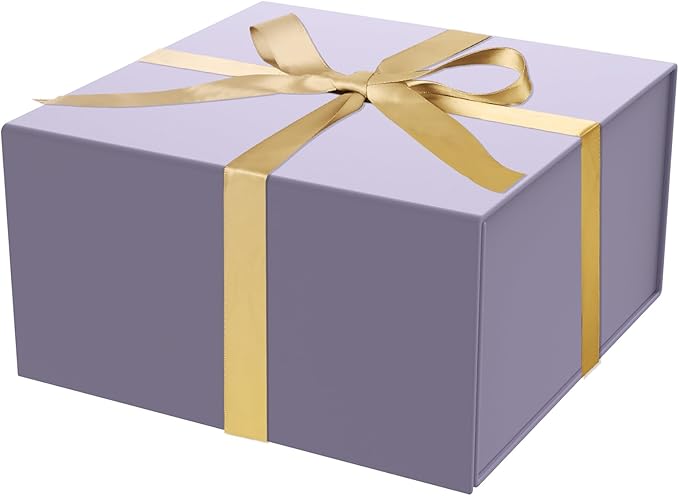 Gift Box 8x8x4 Inch with Magnetic Closure Lid Purple Gift Box For Presents,Birthday box,Magnetic Box for Wrapping Gifts(Purple)