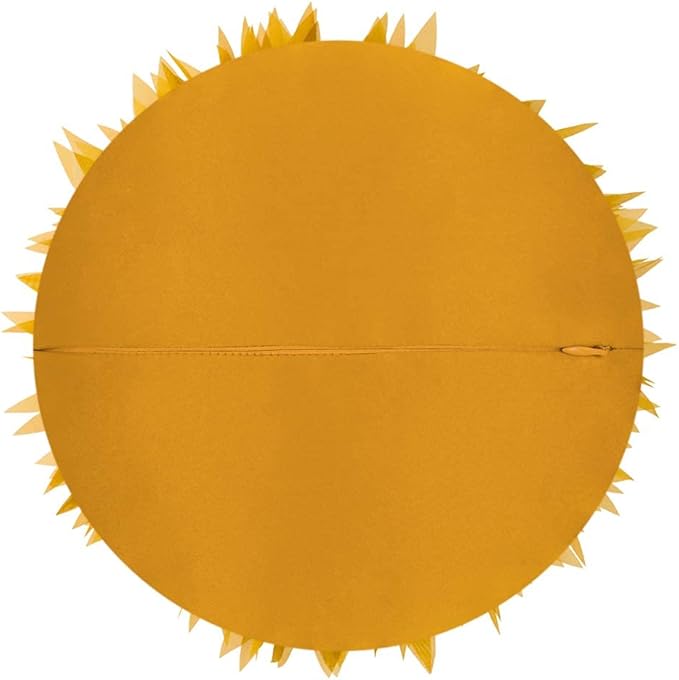 Mustard Yellow 3D Sunflower Pillow Decorative Round Throw Pillow Handmade Cute Soft Accent Pillowcase Cushion for Bed Couch Living Room Bedroom Home Boho Christmas Farmhouse Decor Gift 14Inch