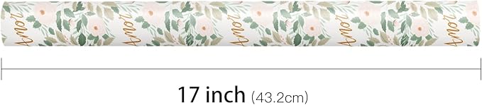 LeZakaa Flower & Love Wrapping Paper Roll, Amor (love in Spanish) Text & Floral Rose Design Gift Wrap for Mother's Day, Wedding, Anniversary, Valentine’S Day, Mini Roll, 17 inches x 16.4 Feet