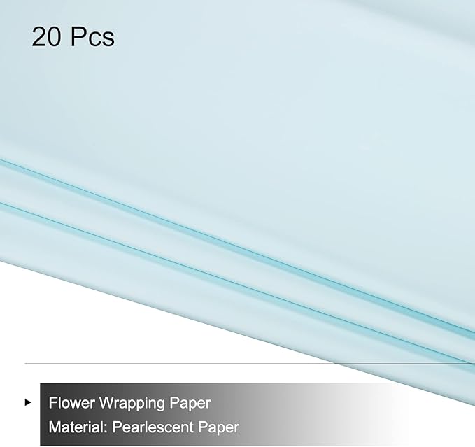 MECCANIXITY 20 Pcs Flower Wrapping Paper 22.8x22.8 Inch Waterproof Florists Wrapping Paper for Florist Bouquet Supplies, DIY Crafts, Gift/Gift Box Packaging Blue