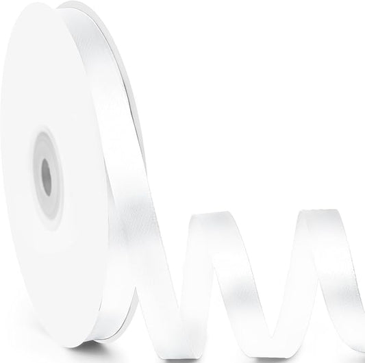 3/8" x 50 Yards Satin Ribbon - White Silk Ribbon with Spool - Ideal for Gift Wrapping, Floral Bouquets, Crafts, Wedding Party Decorations, Christmas and Sewing Projects