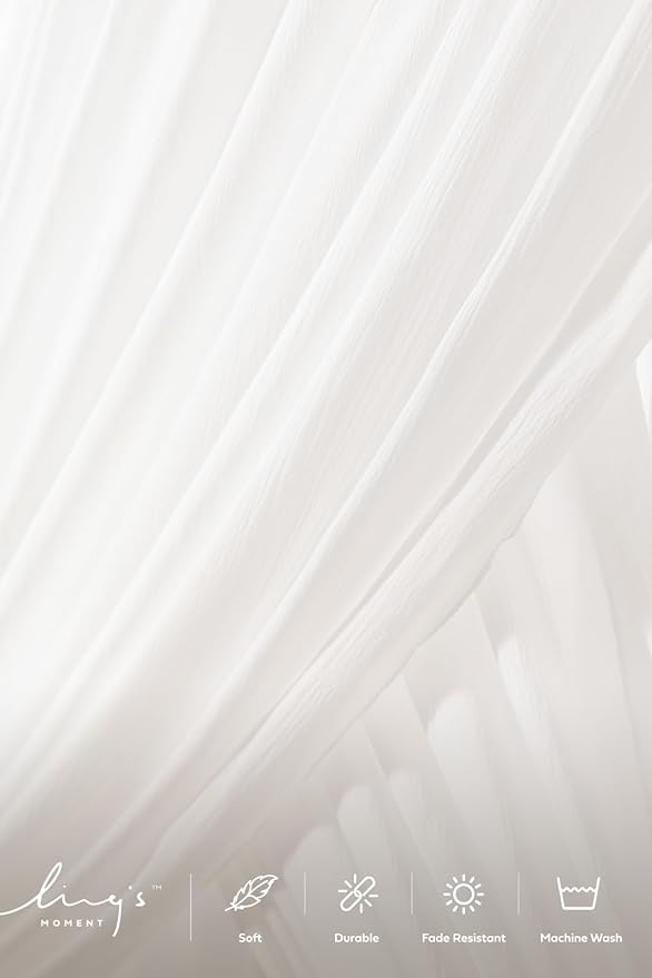 Ling's moment Weeding Arch Draping, 10Ft x 23Ft White Long Sheer Wrinkle-Free Drapes for Backdrop Curtain&Table Cloth for Birthday Party Baby Shower Photo Booth Decor