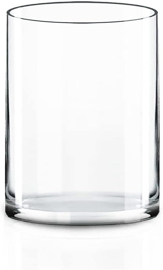 CYS EXCEL Cylinder Clear Glass Vase (H:8" D:6") | Multiple Size Choices Glass Flower Vase Centerpieces | Hurricane Floating Candle Holder Vase