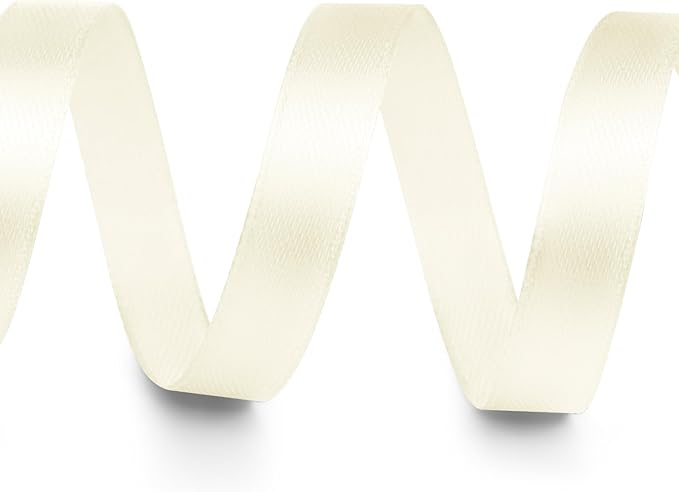 3/8" x 50 Yards Satin Ribbon - Ivory Silk Ribbon with Spool - Ideal for Gift Wrapping, Floral Bouquets, Crafts, Wedding Party Decorations, Christmas and Sewing Projects