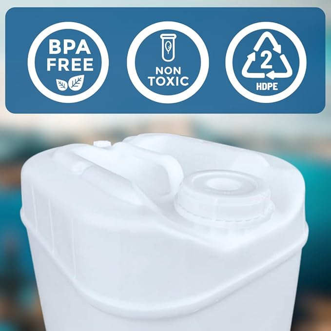 5-Gallon Stackable Water Storage Containers, Water Treatment, w/ 5 Lids + 1 Spigot, Easy Fill, Survial Supply Emergency Water Storage for Disaster Preparedness, 20 Gallon (4 Tanks)