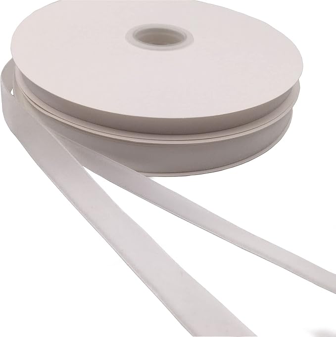 Nylon Velvet Ribbon Single Faced,3/8 Inch X 25Yards Spool (White)