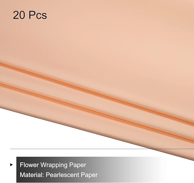 MECCANIXITY 20 Pcs Flower Wrapping Paper 22.8x22.8 Inch Waterproof Florists Wrapping Paper for Florist Bouquet Supplies, DIY Crafts, Gift/Gift Box Packaging Light Orange