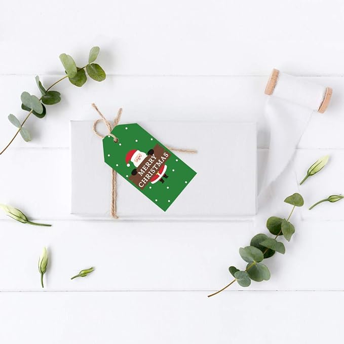 Andaz Press Christmas Holiday Season Classic Gift Tags, Merry Christmas to from Favor Tags, Santa Claus Holding Merry Christmas Sign Design, for Holiday Events, Parties, and Favors, 60-Pack
