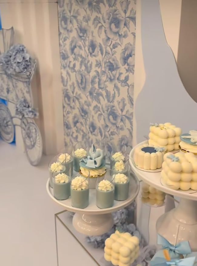 French Toile Arch Backdrop Cover Blue White Floral Baby Shower Birthday Party Elegant Vintage Theme Spandex Arch Stand Cover for Boys Newborn Celebration Tea Party Decor (G4260,7.2FT)
