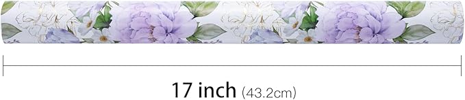 LeZakaa Floral Wrapping Paper Roll, Purple Peonies with Gold Foil Floral Outline Party Gift Wrap for Wedding, Bridal Shower, Anniversary, Mother's Day, Birthday, 17 inches x 16.4 Feet (23.2 sq.ft.)