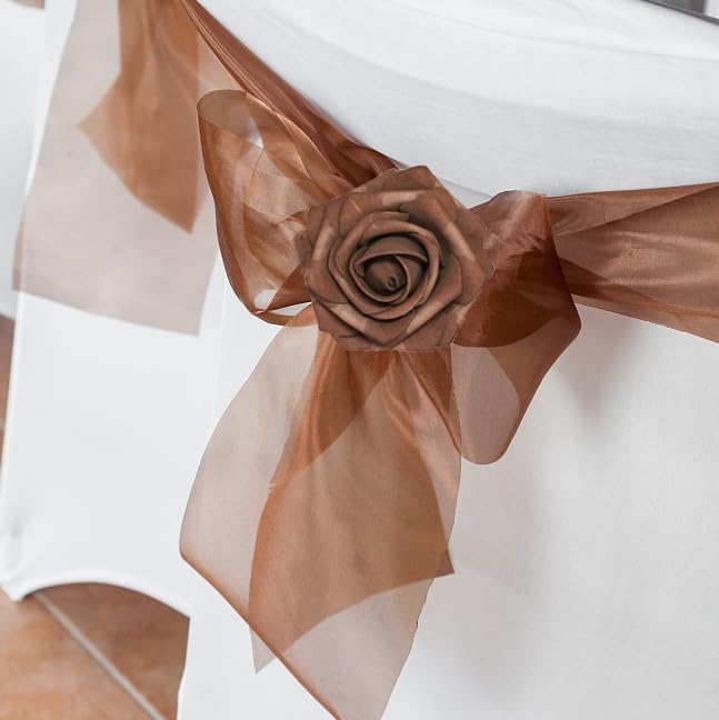 Artificial Flowers, 25pcs Artificial Rose for DIY Wedding Bouquets Centerpieces Arrangements, Brown Foam Roses with Stem for Bridal Shower Party Home Decorations