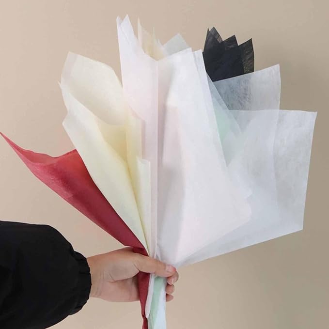 FAYADA Flower Wrapping Paper Bouquet, Korean Cotton Wrapping Floral Paper,Withdrawable Lining,40 Small sheets Non-Woven Waterproof for Fresh Flowers (Black)