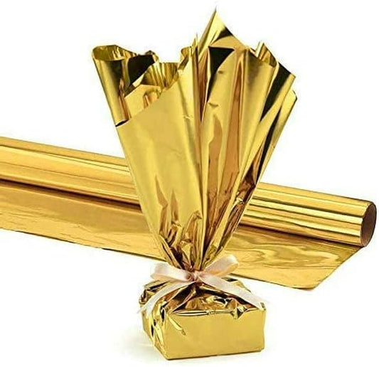 PMU Gift Wrap Mylar Roll Metallic Gold 2-sided, 48 Inches X 25 Ft Roll 1.4 Mil Highly Reflective Mylar Film, Great for Gifts, Birthdays, Christmas, Baskets, Arts & Crafts