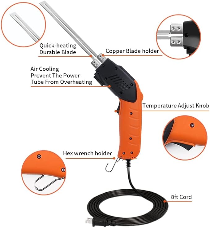 200W Air-Cooled, Electric Hot Knife - Foam Cutting Tool with Blades & Accessories Use Foam Cutter for Engraving and DIY Handmade
