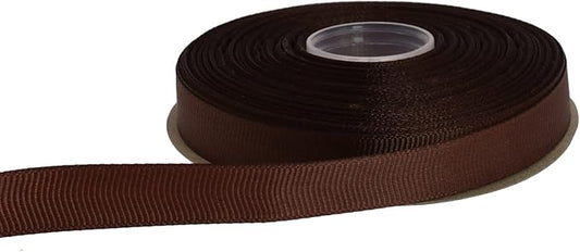 Solid Grosgrain Ribbon 25 Yard Each Roll 100% Polyester Woven Edge (3/8", Coffee)