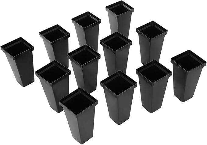 Flower Display Stand with 12 Pcs Buckets 3 Layers Metal Plant Stand Plant Cart Shelf Flower Bucket Rack Stand for Indoor Florist Garden Patio (Black Stand-Black Square Buckets)