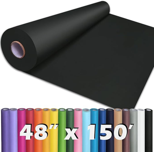 PerkHomy Black Kraft Paper Roll 48" x 1,800" (150') for Gift Wrapping Bouquet Flower Art Painting Craft Writing Packaging Shipping 80GSM 55LB (Black, 48" x 150')