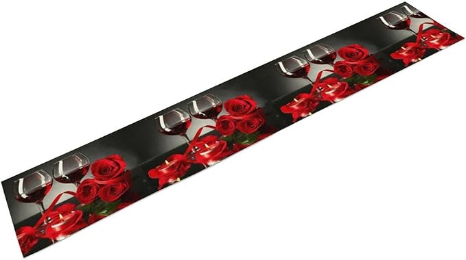 Retro Rose Red Wine Grape Print Table Runner,Table Dresser Runner, Kitchen Dining Table Runners for Indoor Outdoor Holiday Decor 13x36 Inch