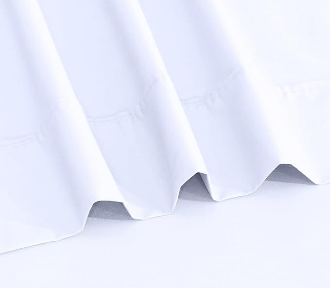 RUVANTI 100% Cotton Twin Sheets Set, 3 Pieces, Soft & Breathable Percale Weave Bedding, Deep Pocket 16", Hotel Standard, Crisp Cool Feel, Durable, Perfect Dyed Bed Sheet, Bright White