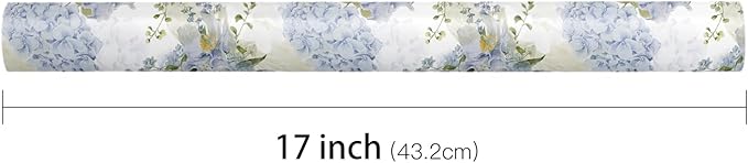 LeZakaa Floral Wrapping Paper Roll, Blue Hydrangea Flowers Party Gift Wrap for Wedding, Bridal Shower, Baby Shower, Anniversary, Mother's Day, Birthday, 17 inches x 16.4 Feet (23.2 sq.ft.)