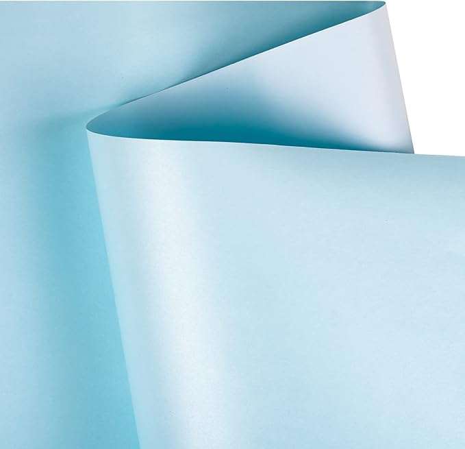 RUSPEPA Light Sky Blue Gift Wrapping Paper - 81.5 Sq Ft-Solid Color Pearly-Shiny Silk Paper Perfect for Wedding, Birthday, Christmas, Baby Shower, Bridal Shower, Easter -30Inch X 32.8Feet