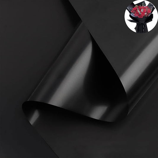 CC wonderland zone 20 Sheets Black Floral Wrapping Paper - Waterproof Flower Bouquet Wrapping Paper for Wedding Birthday,22 inch x 22 inch