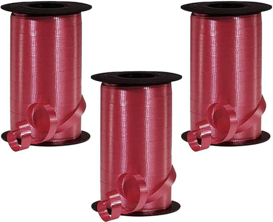 PMU Curling Ribbon - Crimped Texture Curling Ribbons for Gift Box, Birthday Party Decorations, Festival Art Craft & Christmas Décor - Burgundy Marsala 3/8 Inch X 250 Yards, Pkg/3