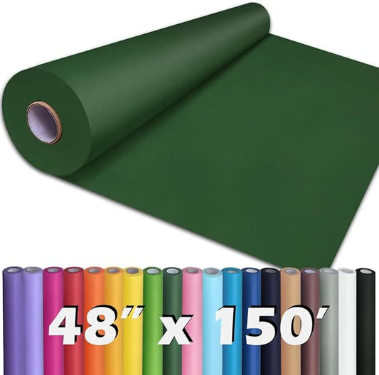 PerkHomy Dark Green Kraft Paper Roll 48" x 1,800" (150') for Gift Wrapping Bouquet Flower Art Painting Craft Writing Packaging Shipping 80GSM 55LB (Dark Green, 48" x 150')