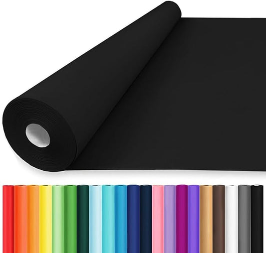 Vanhench 24"x2520"(210') Black Solid Color Wrapping Paper, Art Kraft Construction Paper for Bouquet Flower Crafts, Packing, Poster, Bulletin Board, Floor Covering & Table Runner