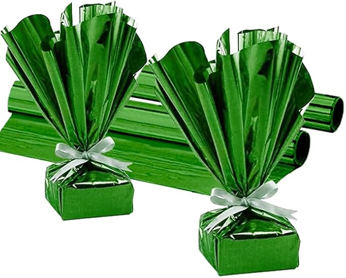 PMU (2 Gift Wrap Mylar Roll Metallic Green 2-sided, 24 Inches X 25 Ft Roll 1.4 Mil Highly Reflective Mylar Film, Great for Gifts, Birthdays, Christmas, Baskets, Arts & Crafts