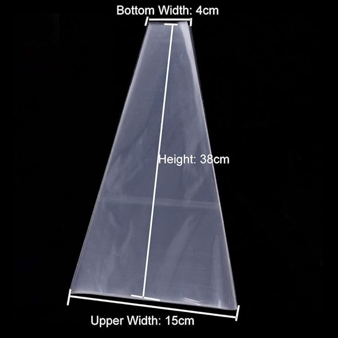 Myuiao 100 Pcs Clear Flower Bouquet Sleeves, Transparent Cellophane Bags for Valentine's Day Gifts, Wedding Floral Packaging, Rose Protectors, Food-Grade Plastic Wrap, Bulk Party Decorations (6x10in)