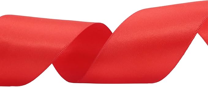 Red Double Faced Satin Ribbons 1-1/2 inch Flower Boutique Gift Wrapping Ribbon 1.5inch 50yards Fabric Silk Bow Ribbon for Valentine's Day & Mother's Day DIY Crafts Hair Headband-Sewing-Binding-Bow