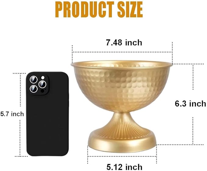6.5 inch 12 pcs Brass Vase Bowl Gold Centerpieces for Tables Wedding Party Event Gold Accent Decorative Bowl Vintage Style